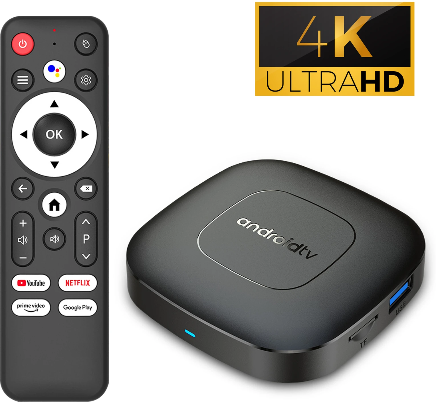 Q2 Android TV Box 4K UHD, 4GB RAM 32GB, WiFi, Chromecast Built-in OTT Support All TVs (Enabled with HDMI Port) Remote Controller (Black)